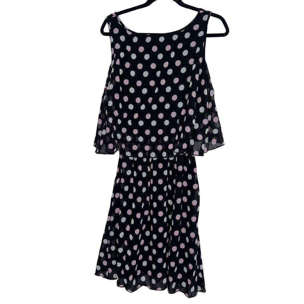 Polka Dot Sleeveless Black & Blush Dress By Robert Louis Size XL